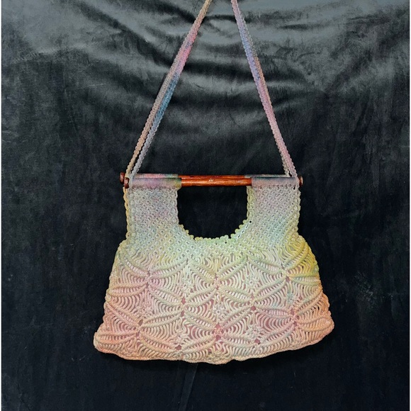 Vintage Custom Tie Dye Macrame Purse - Picture 10 of 11